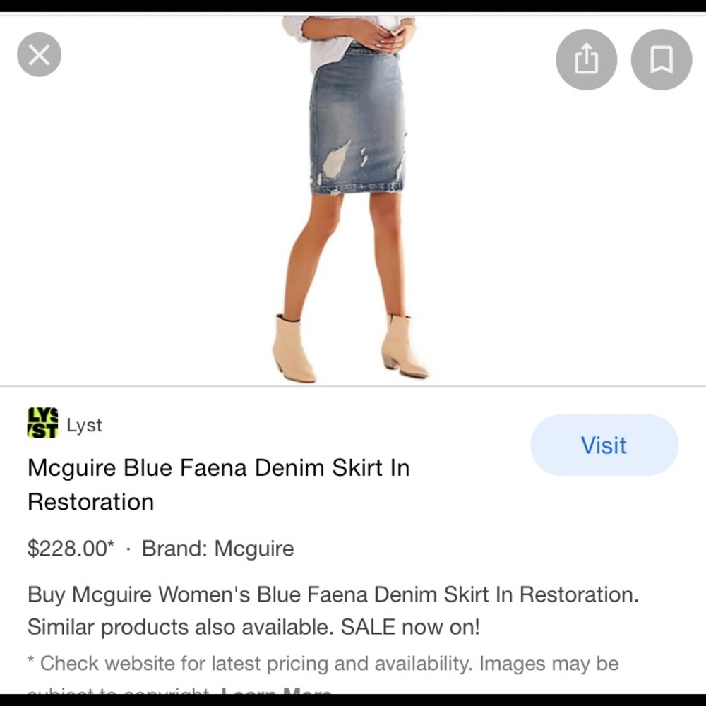 McGUIRE RESTORATION DENIM SKIRT SZ 29